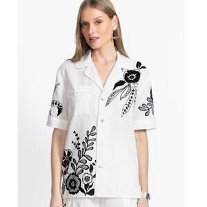 New Johnny Was Linen Camp Shirt, Size L